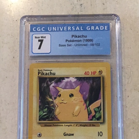 Pikachu 1999 Yellow Cheeks 58/102 Pokemon Base Set CGC 7 Graded Card #58 - Picture 3 of 7